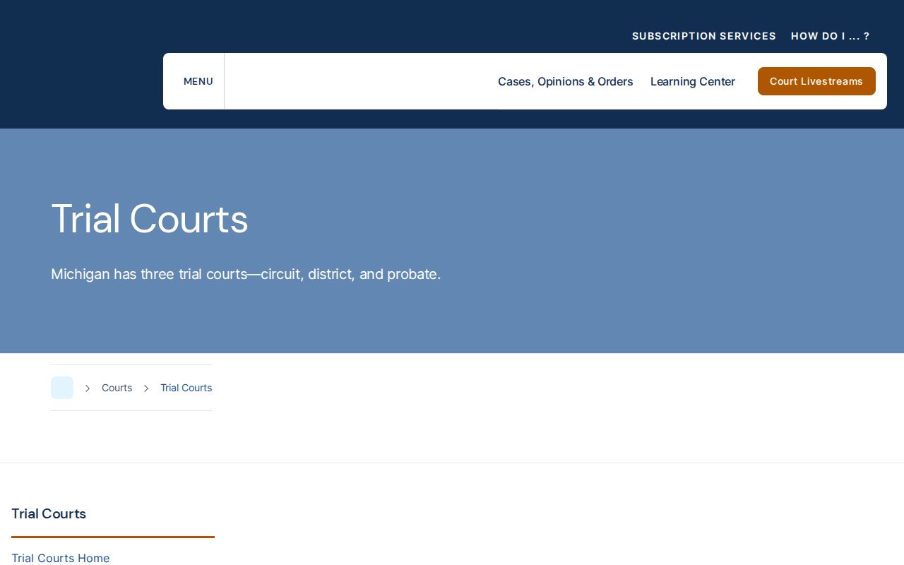 Michigan trial court directory for locating Oakland County criminal courts