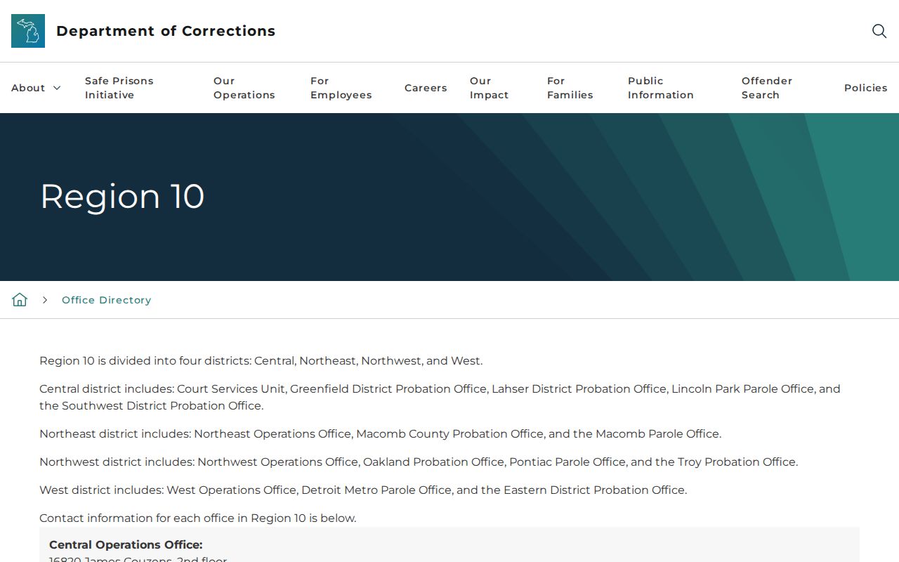 Oakland County probation and parole office directory