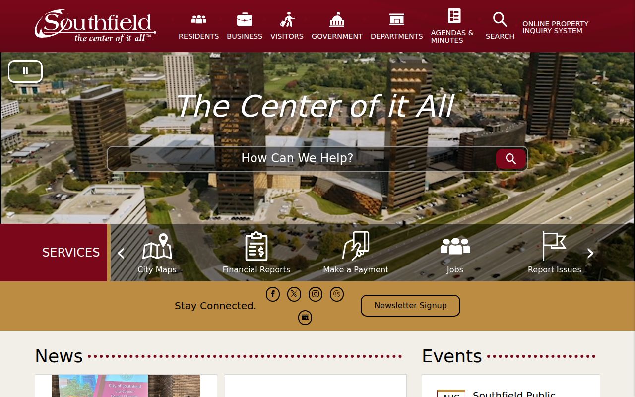 Southfield municipal complex and criminal records offices